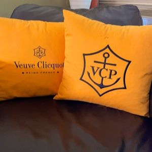 Auth Veuve Clicquot Champagne Pillows Embroidered